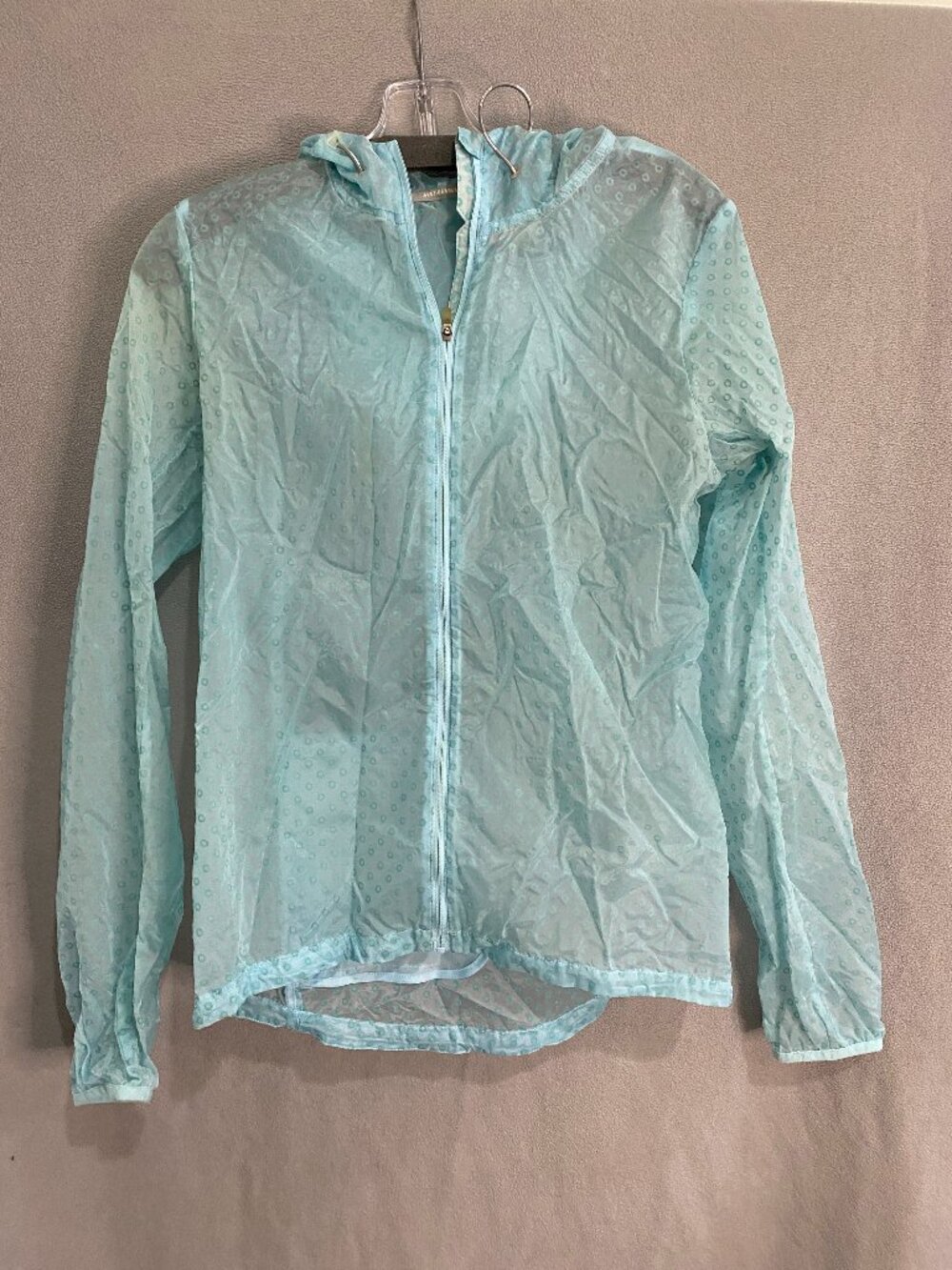 Nike Running Aqua Sheer Polka Dot Hooded Windbreaker Jacket S Gorpcore